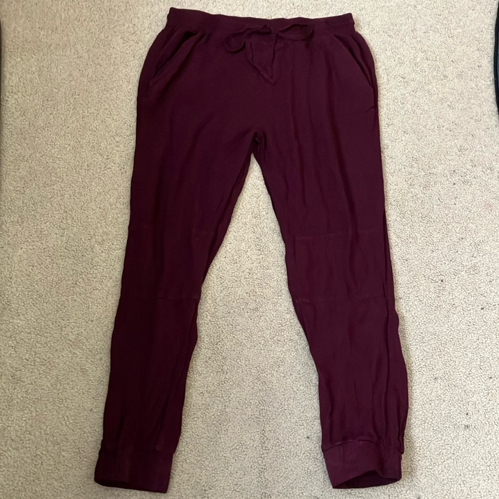 Lightweight Burgundy Jogger Pants, Small, Adjustable, with pockets